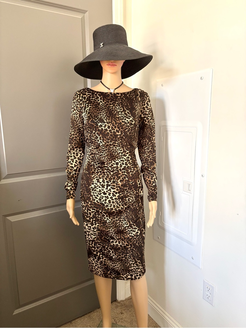 Philosophy Leopard Long Sleeve Sheath Dress body-con stretch Brown size M used
